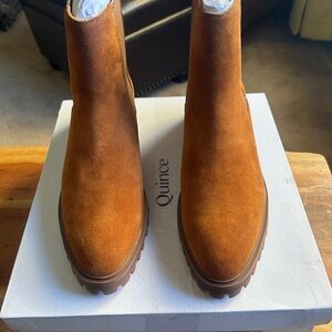 Quince - Suede Chelsea Boot. Size: 7. New with box. Color: Cinnamon